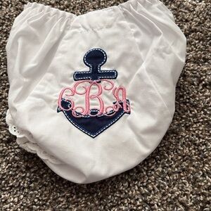 Nautical Anchor Kids Bloomers - White and Pink